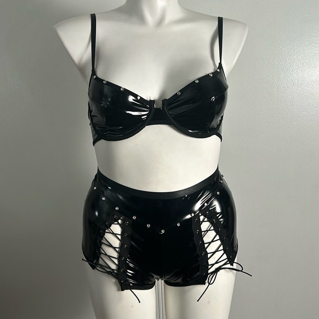 Patent Leather 2 Piece Clubwear